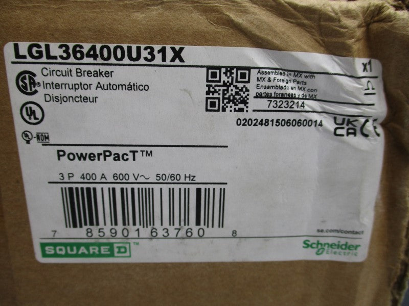 SQUARE D LGL36400U31X 600V 400A (GREEN) NSMP