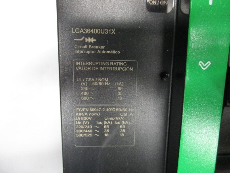SQUARE D LGA36400U31X 600V 400A (GREEN) NSMP
