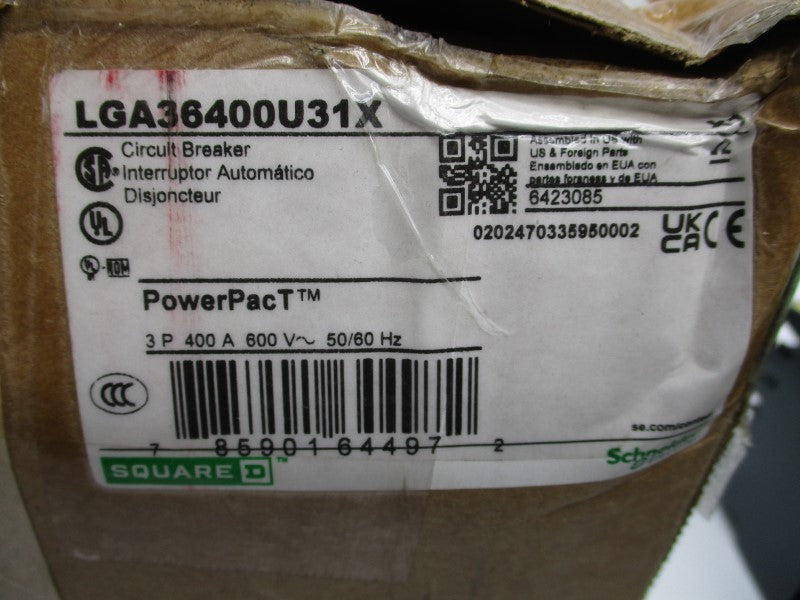 SQUARE D LGA36400U31X 600V 400A (GREEN) NSMP