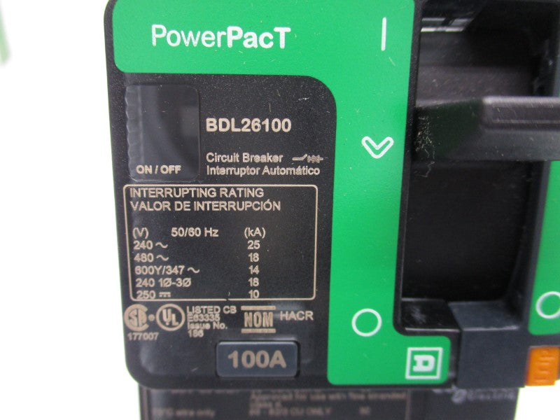 SQUARE D BDL26100 480V 100A (GREEN) NSMP