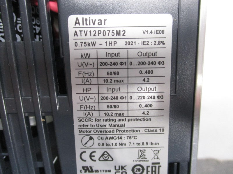 SCHNEIDER ELECTRIC ATV12P075M2 200-240V 10.2A NSMP