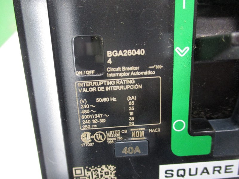 SQUARE D BGA260404 480V 40A (GREEN) NSMP