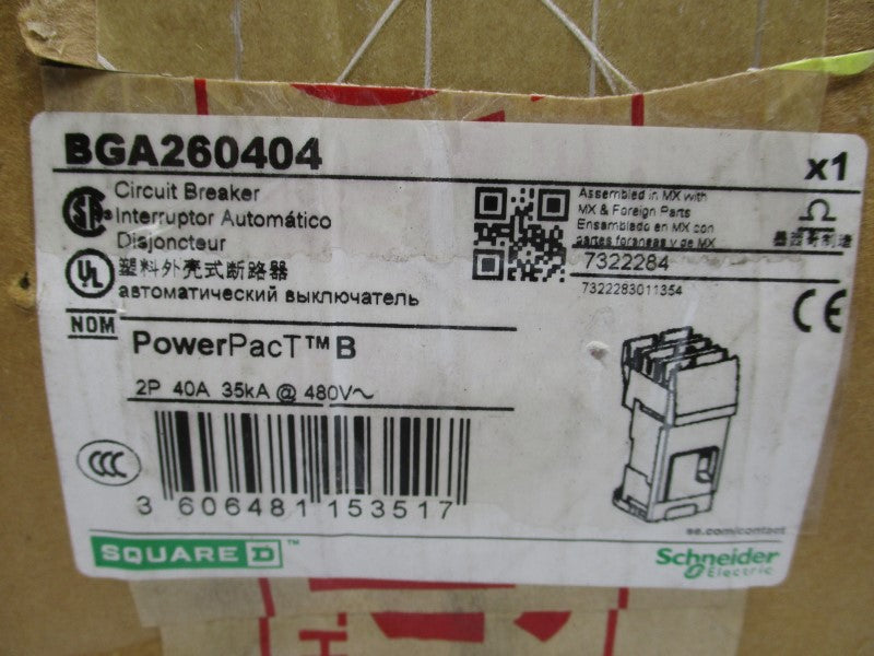 SQUARE D BGA260404 480V 40A (GREEN) NSMP