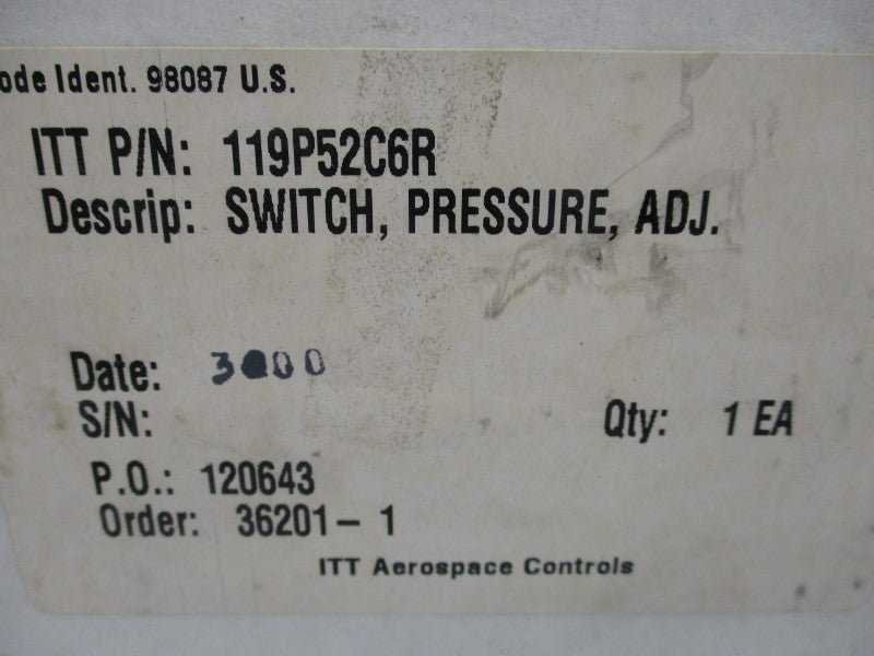 ITT 119P52C6R 057-0030 125/250VAC NSMP