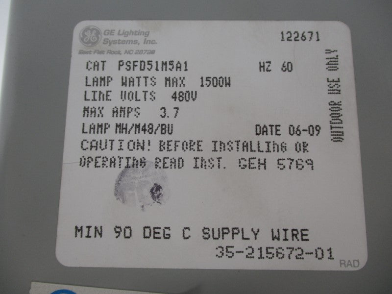 GENERAL ELECTRIC PSFD51M5A1 480V 3.7A NSMP
