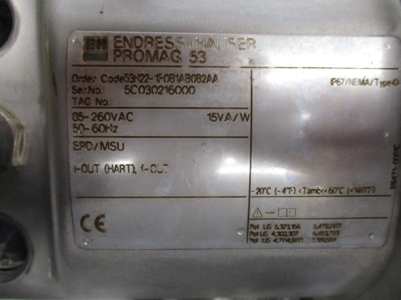 ENDRESS+HAUSER 53H22-1F0B1AB0B2AA 85-260VAC 230PSI UNMP