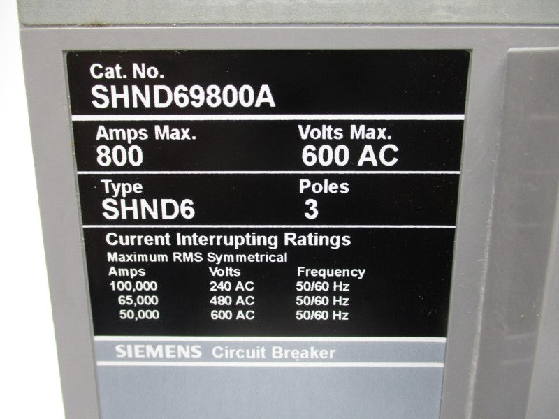 SIEMENS SHND69800A 600VAC 800A NSMP