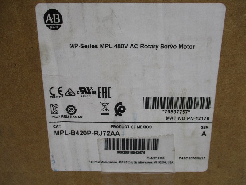 ALLEN BRADLEY MPL-B420P-RJ72AA SER. A 480VAC 6.4A NSMP