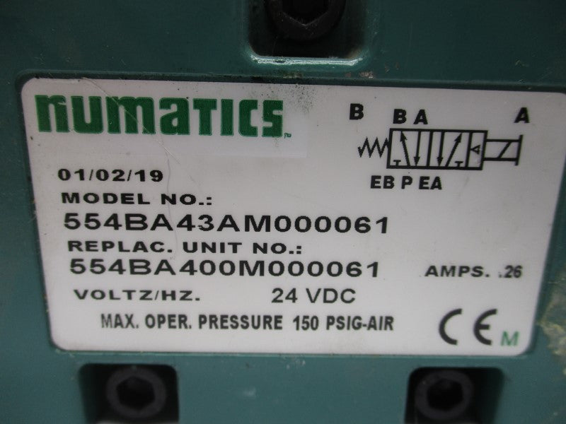 NUMATICS 554BA43AM000061 24VDC 0.26A UNMP