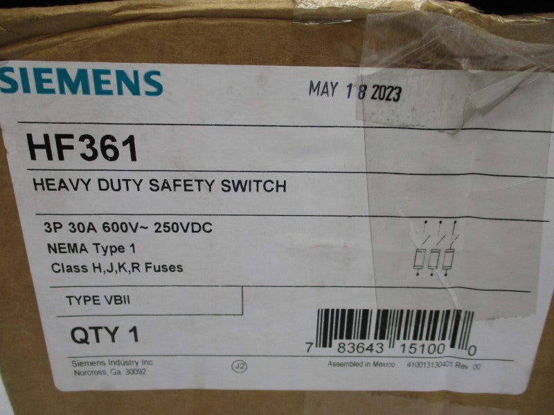 SIEMENS HF361 600VAC 30A NSMP