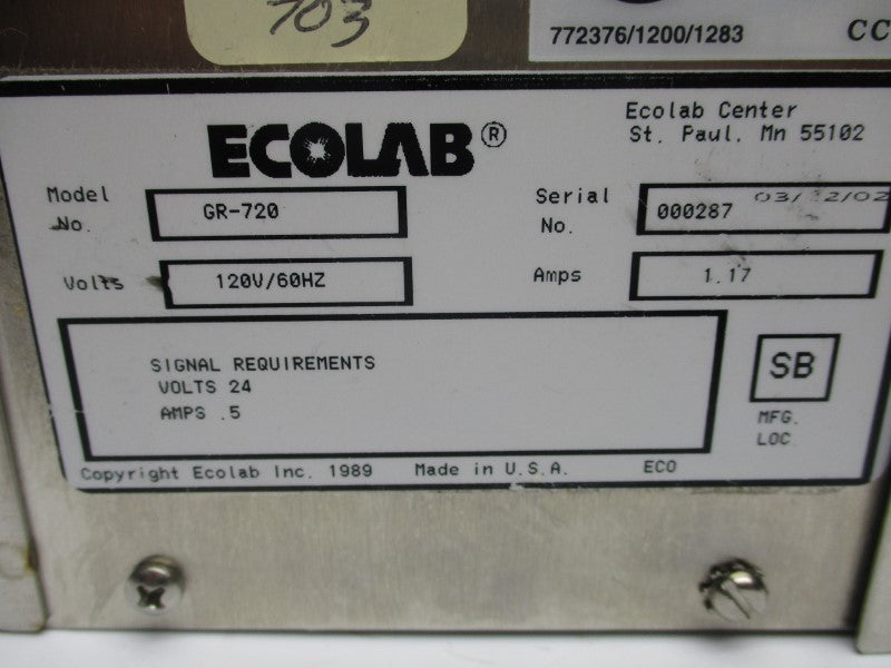 ECOLAB GR-720 120V 1.17A UNMP