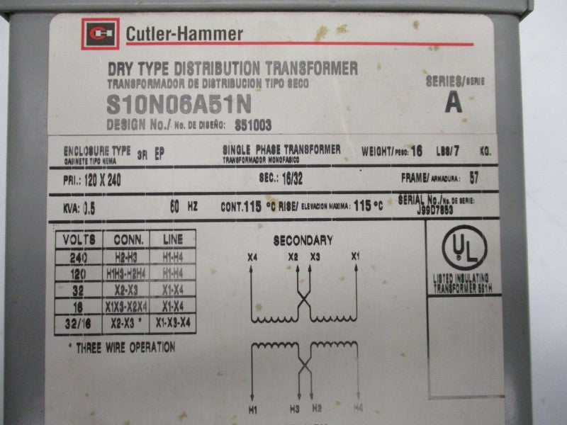 CUTLER HAMMER S10N06A51N SER. A 120/240V NSMP