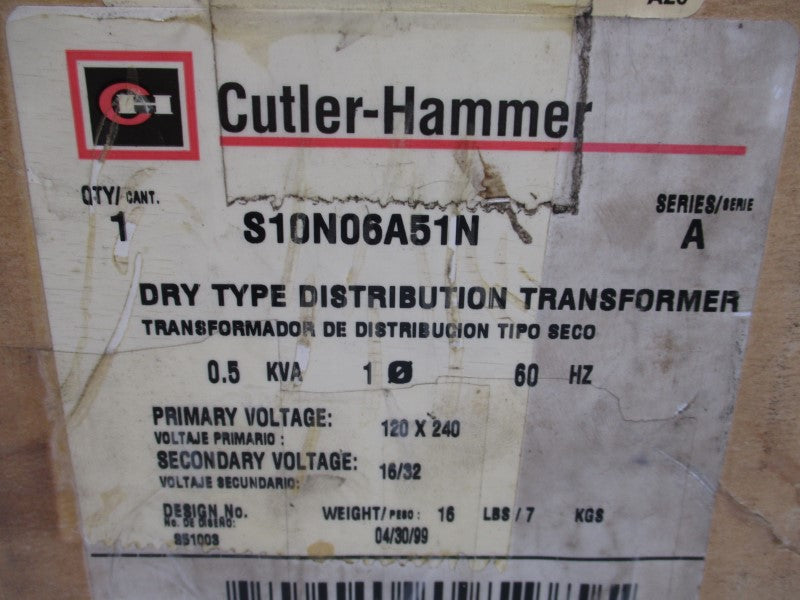 CUTLER HAMMER S10N06A51N SER. A 120/240V NSMP