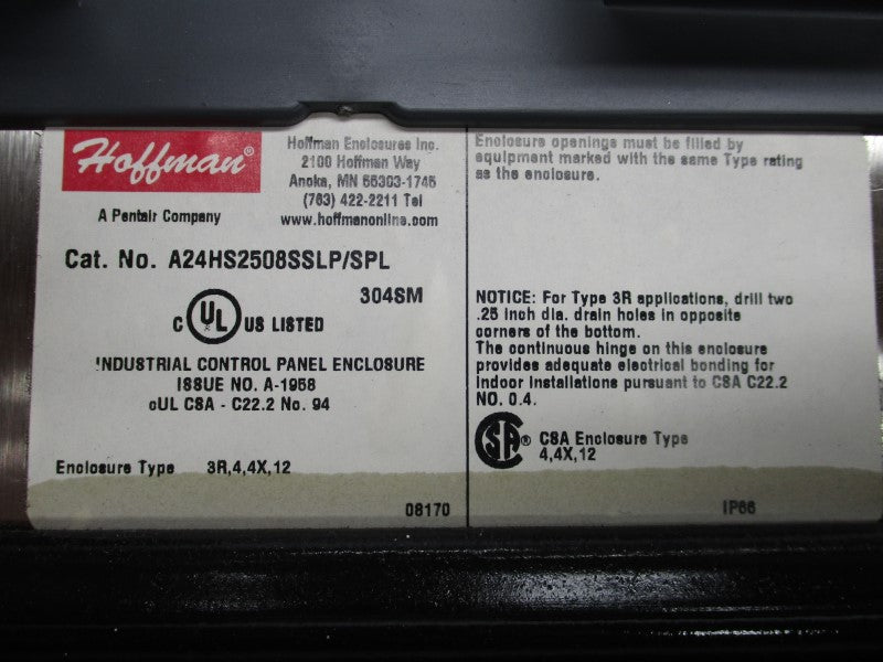 HOFFMAN A24HS2508SSLP/SPL NSNP