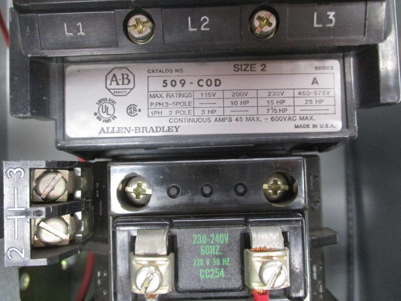 ALLEN BRADLEY 509-CAA SER. A 230-240V 45A UNMP