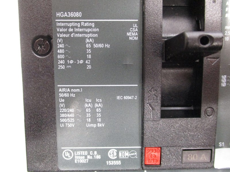 SQUARE D HGA36080 600V 80A NSMP