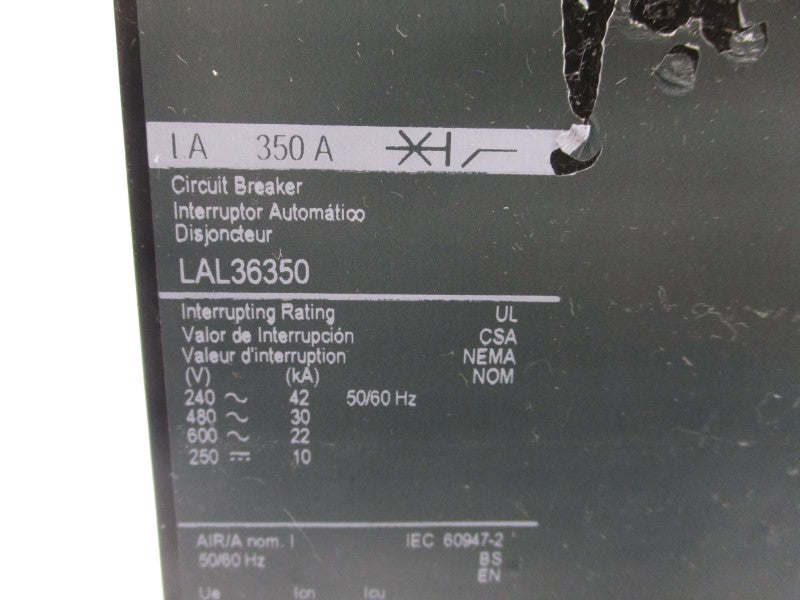SQUARE D LAL36350 600V 350A (AS PICTURED) UNMP