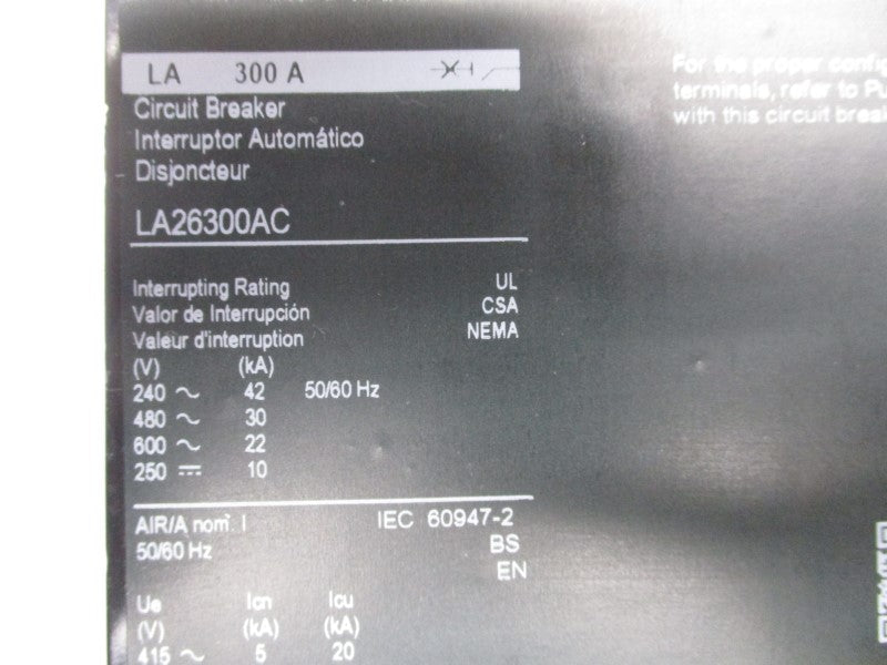 SQUARE D LA26300AC 600V 300A (AS IS) NSNP