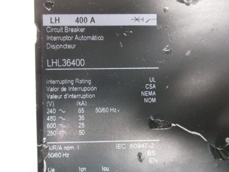 SQUARE D LHL36400 600V 400A (CHIPPED) UNMP