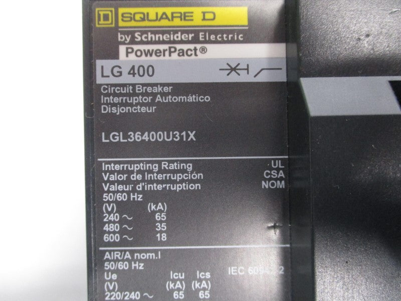 SQUARE D LGL36400U31X 600V 400A (GREEN) (AS PICTURED) NSMP