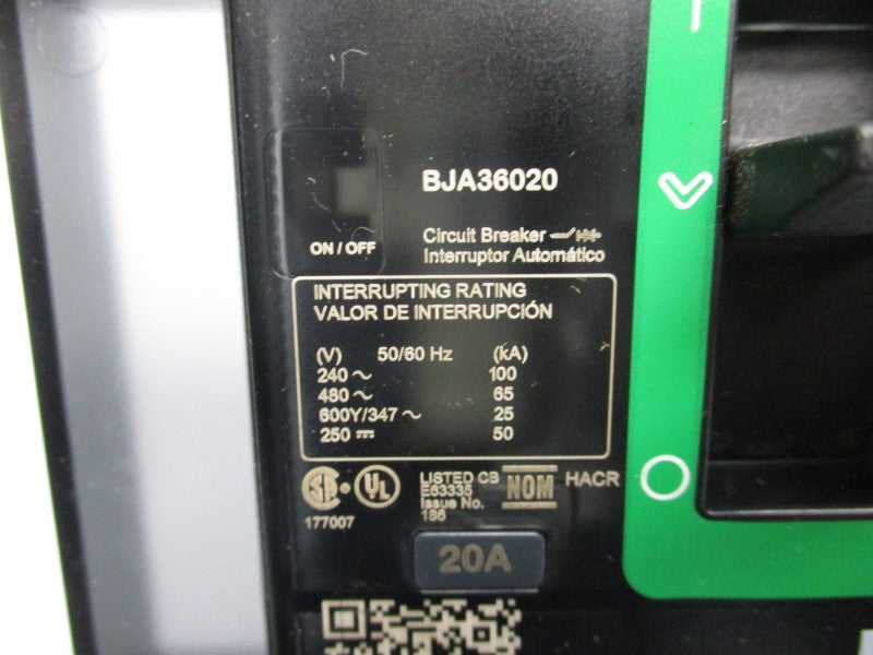 SQUARE D BJA36020 480V 20A (GREEN) NSNP