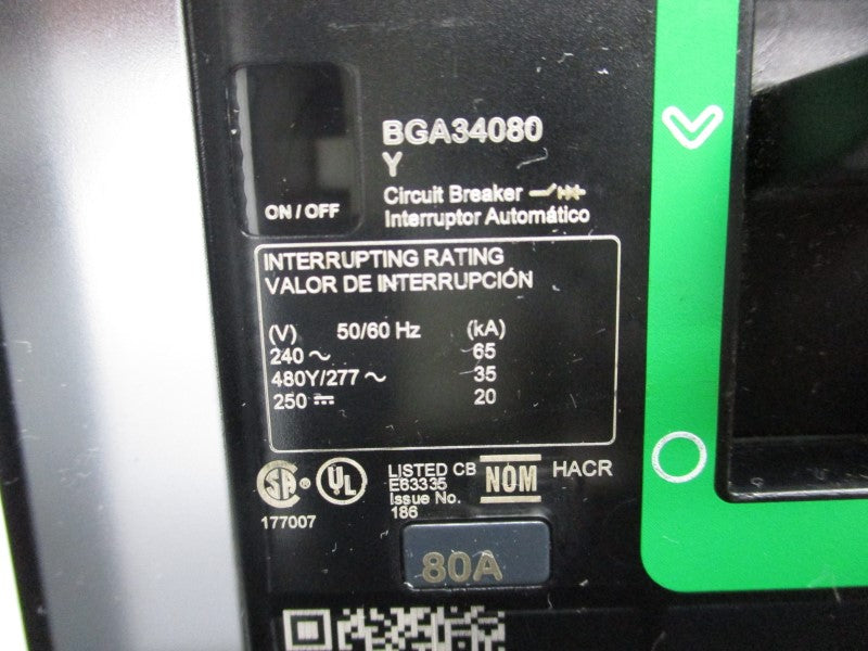 SQUARE D BGA34080Y 277V 80A (GREEN) NSNP