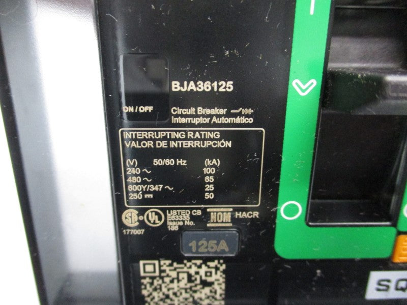 SQUARE D BJA36125 347V 125A (GREEN) NSNP