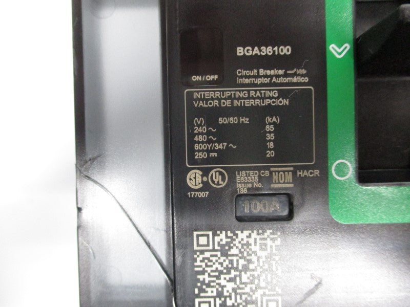 SQUARE D BGA36100 347V 100A (GREEN) (AS PICTURED) NSNP