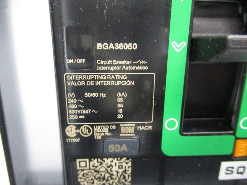 SQUARE D BGA36050 480V 50A (GREEN) NSNP