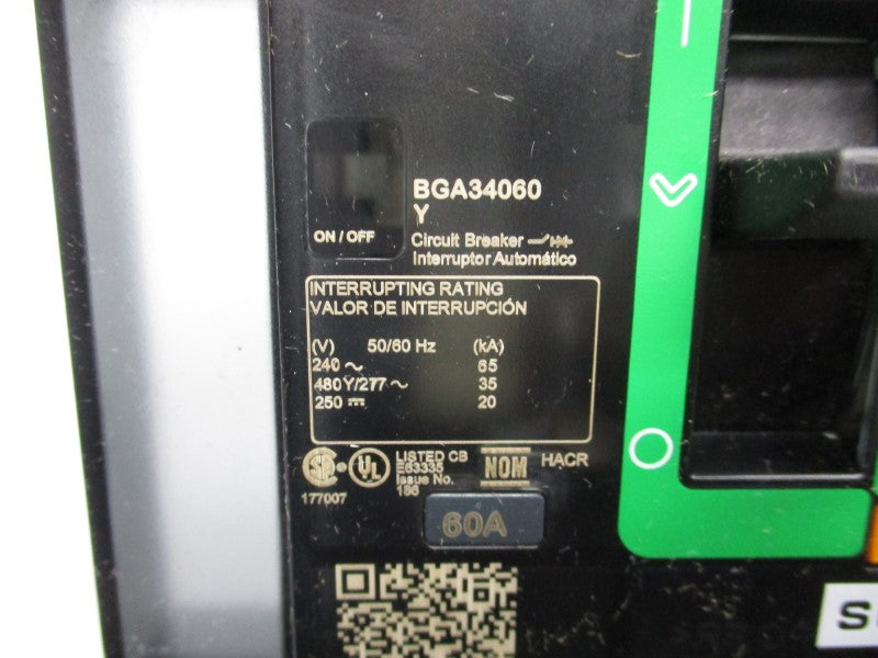 SQUARE D BGA34060Y 277V 60A (GREEN) NSNP