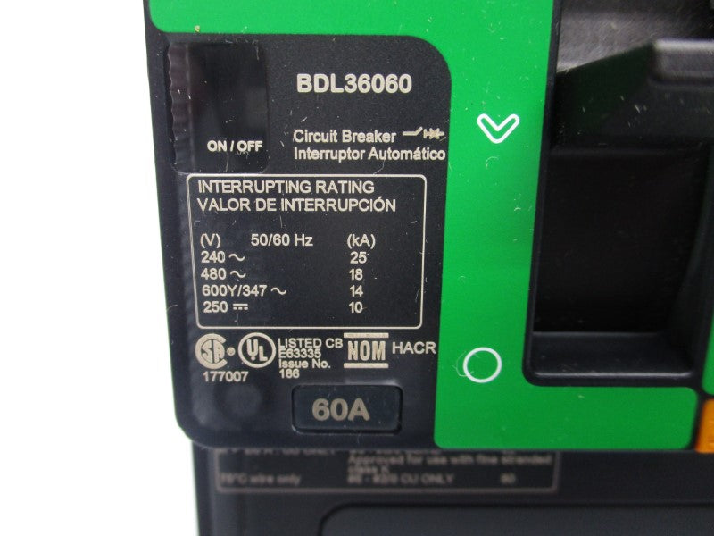SQUARE D BDL36060 480V 60A (GREEN) NSNP