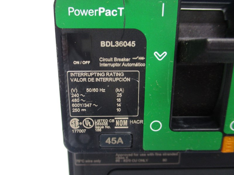 SQUARE D BDL36045 480V 45A (GREEN) NSNP