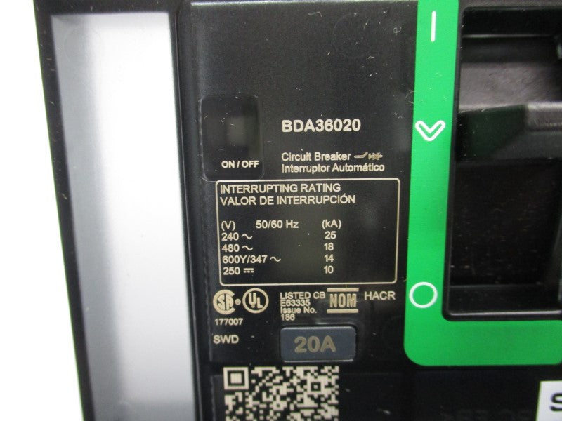 SQUARE D BDA36020 480V 20A (GREEN) NSNP