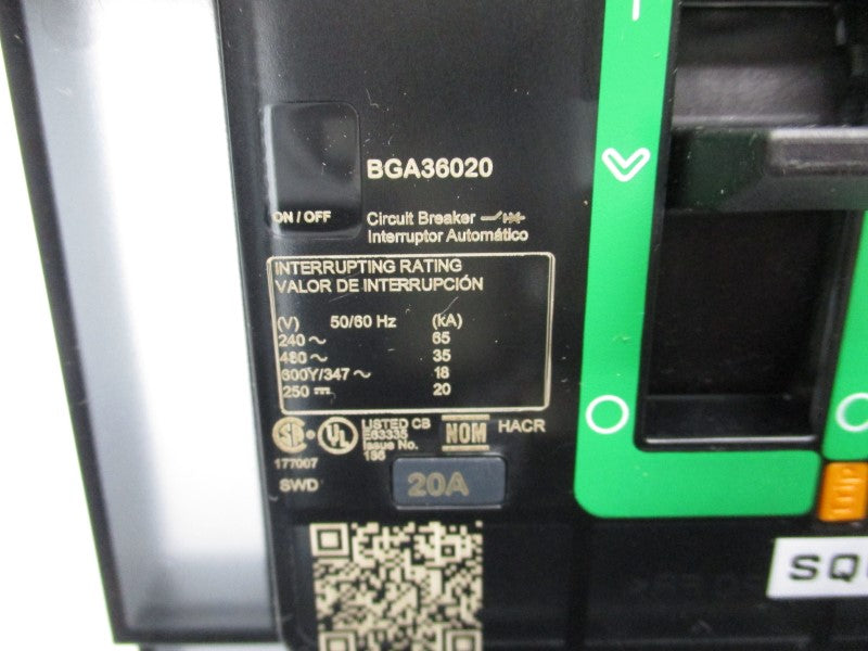 SQUARE D BGA36020 480V 20A (GREEN) NSNP