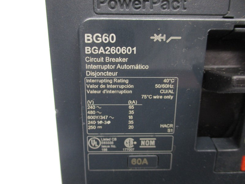 SQUARE D BGA260601 480V 60A NSNP