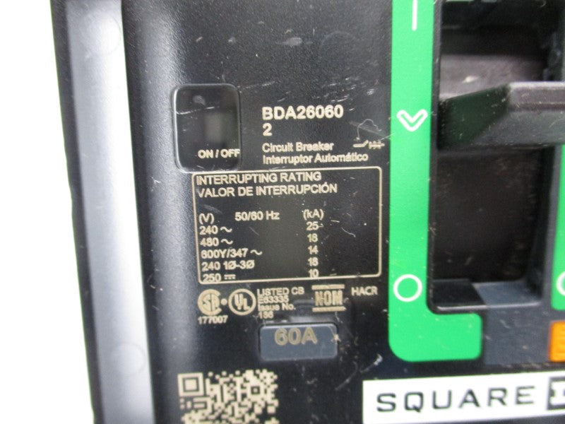 SQUARE D BDA260602 480V 60A (GREEN) NSNP