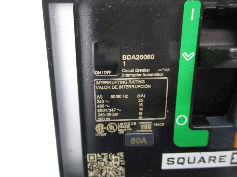 SQUARE D BDA260601 480V 60A (GREEN) UNMP