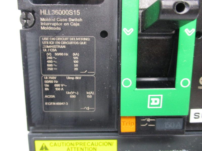 SQUARE D HLL36000S15 600V 150A (GREEN) NSNP