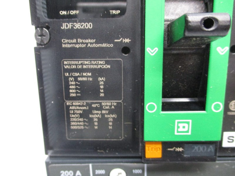 SQUARE D JDF36200 600V 200A (GREEN) NSNP
