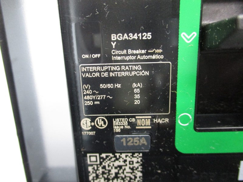 SQUARE D BGA34125Y 277V 125A (GREEN) NSNP
