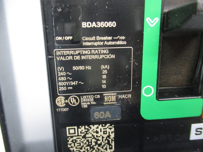 SQUARE D BDA36060 480V 60A (GREEN) NSNP
