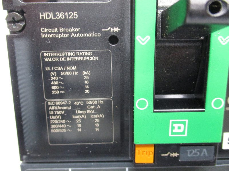 SQUARE D HDL36125 600V 125A (GREEN) NSNP