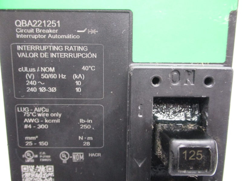 SQUARE D QBA221251 240V 125A (GREEN) NSNP