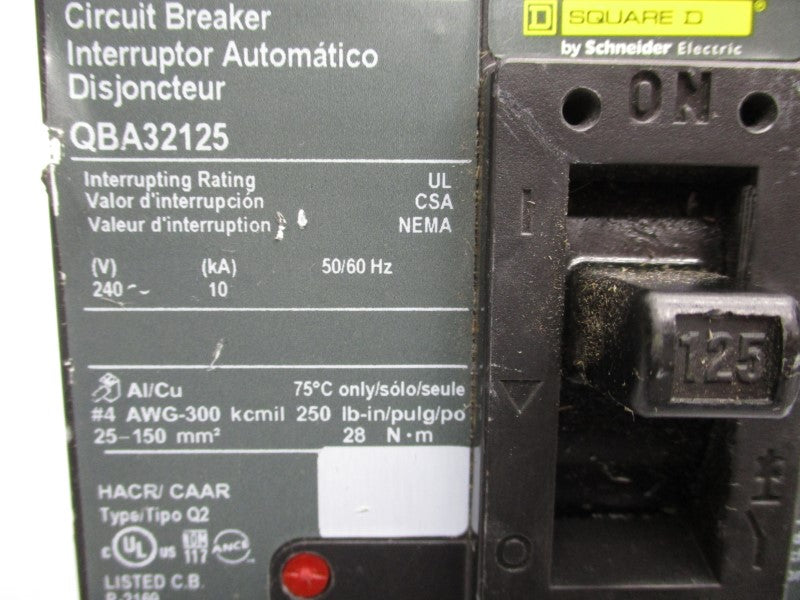 SQUARE D QBA32125 240V 125A (AS PICTURED) NSNP