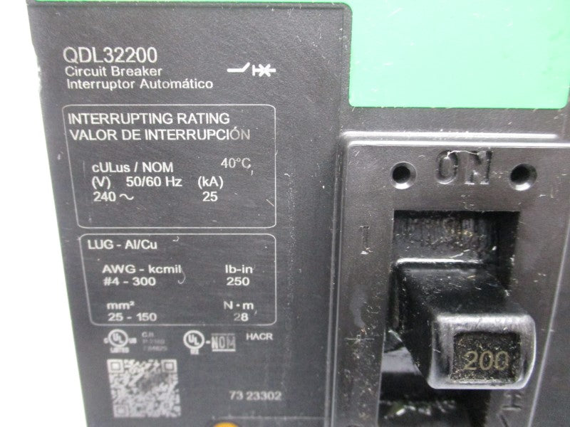 SQUARE D QDL32200 240V 200A (GREEN) (CHIPPED) NSNP