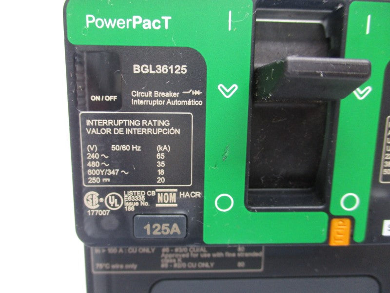 SQUARE D BGL36125 480V 125A (GREEN) NSNP
