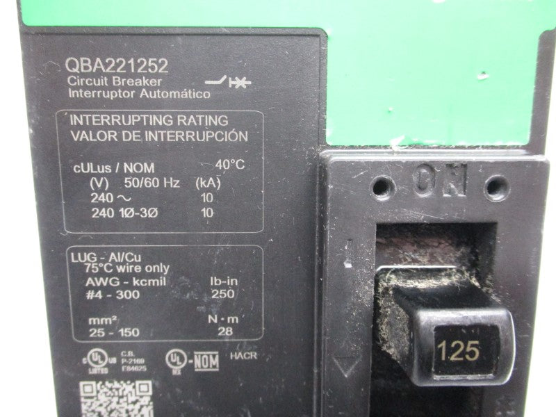 SQUARE D QBA221252 240V 125A (GREEN) NSNP