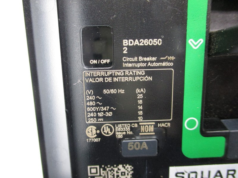 SQUARE D BDA260502 480V 50A (GREEN) NSNP