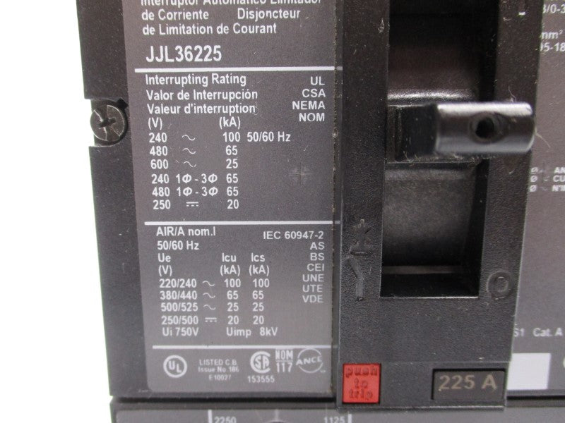 SQUARE D JJL36225 600V 225A UNMP