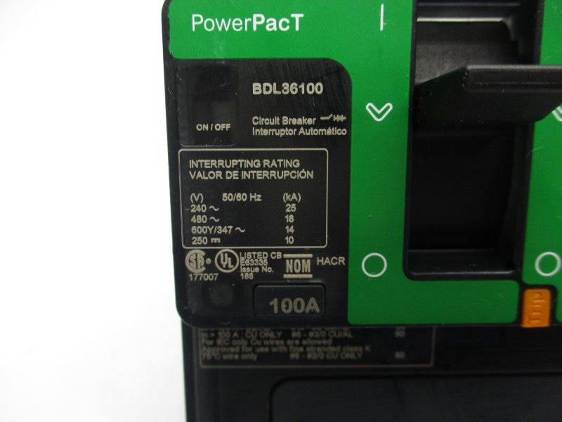 SCHNEIDER ELECTRIC BDL36100 480V 100A NSNP